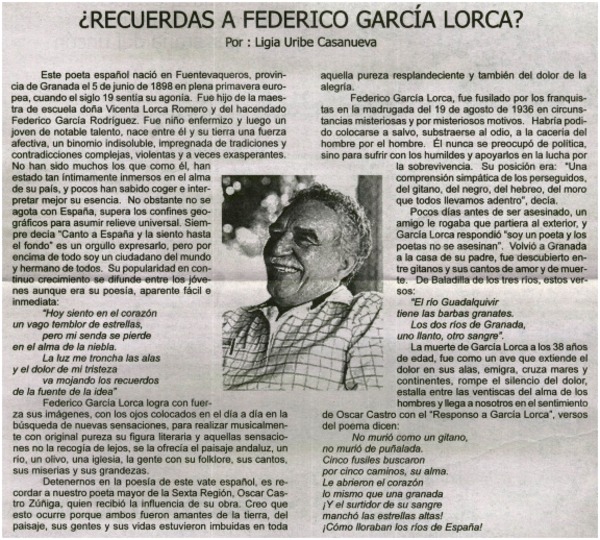 ¿Recuerdas a Federico García Lorcas?
