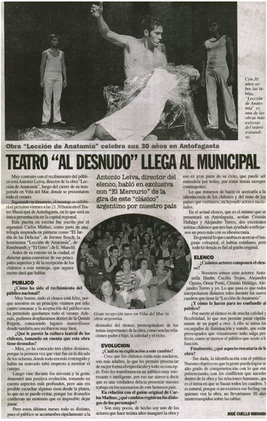 Teatro "Al Desnudo" llega al municipal.