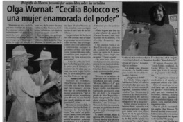 Olga Wornat, "Cecilia Bolocco es una mujer enamorada del poder".