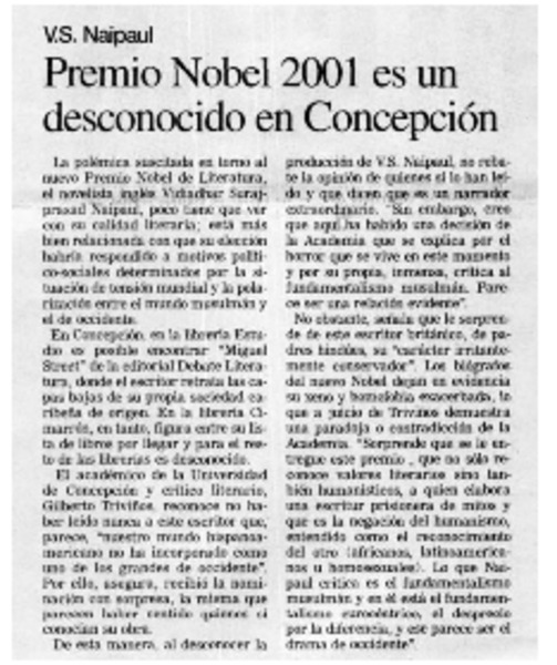 Premio Nobel 2001 es un desconocido en Concepción.