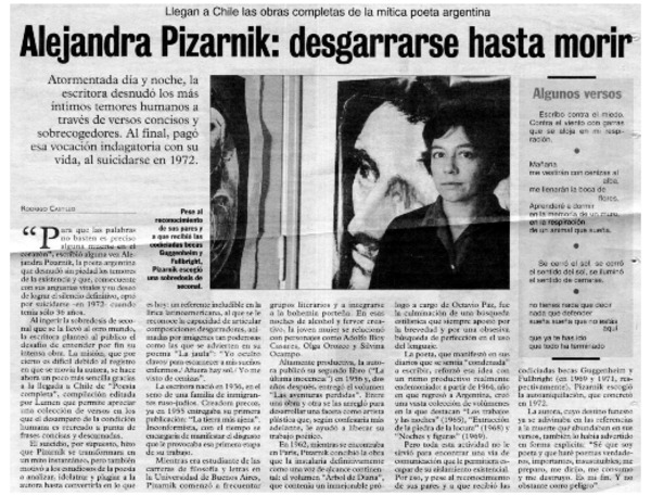 Alejandra Pizarnik, desgarrarse hata morir