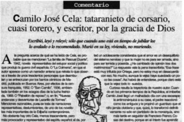Camilo José Cela, tataranieto de corsario, cuasi torero, y escritor, po la gracia de Dios