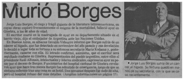 Murió Borges.