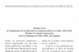 El surgimiento de la educación secundaria pública en Chile, 1843-1876 : el plan de estudios humanista
