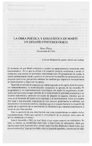 La obra poética y ensayística de Martí, un desafío epistemológico