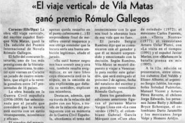 "El vieje vertical" de Vila Matas ganó premio Rómulo Gallegos