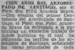 Cien años del Arzobispado de Santiago.