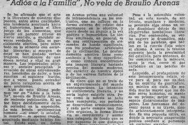Adiós a la familia", novela de Braulio Arenas