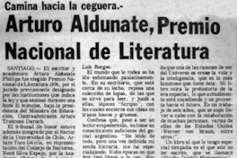 Arturo Aldunate, Premio Nacional de Literatura.