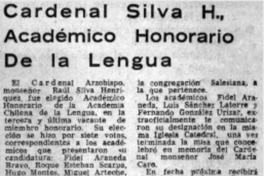 Cardenal Silva H., Académico Honoraro de la Lengua.