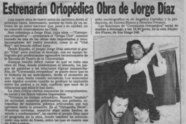Estrenarán ortopédica obra de Jorge Díaz.