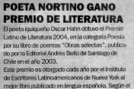 Poeta nortino ganó Premio de Literatura.