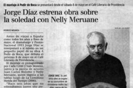 Jorge Díaz estrena obra sobre la soledad con Nelly Meruane