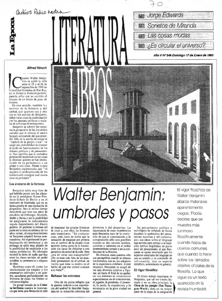 Walter Benjamin, umbrales y pasos