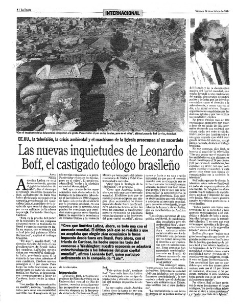 Las Nuevas inquietudes de Leonardo Boff, el castigador teólogo brasileño.
