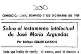 Sobre el testamento intelectual de José María Arguedas