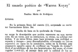 El mundo poético de "Warma Kuyay"