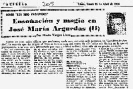Ensoñación y magia en José María Arguedas (II)