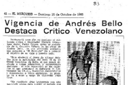 Vigencia de Andrés Bello destaca crítico venezolano.