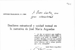 Dualismo estructural y unidad textual en la narrativa de José María Arguedas.