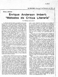 Enrique Anderson Imbert, "Métodos de crítica literaria"