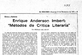 Enrique Anderson Imbert, "Métodos de crítica literaria"