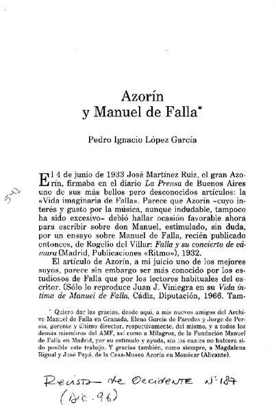Azorín y Manuel de Falla