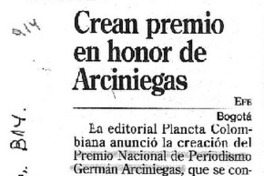 Crean premio en honor de Arciniegas.