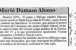 Murió Dámaso Alonso.