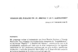 Versión del paraíso en J. R. Jimenez y en V. Alexaindre