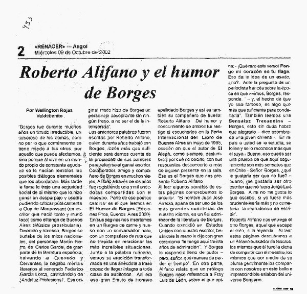 Roberto Alifano y el humor de Borges
