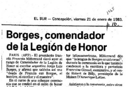 Borges, comendador de la legión de honor.
