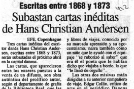 Subastan cartas inéditas de Hans Christian Andersen.