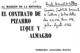 El Contrato de Pizarro, Luque y Almagro