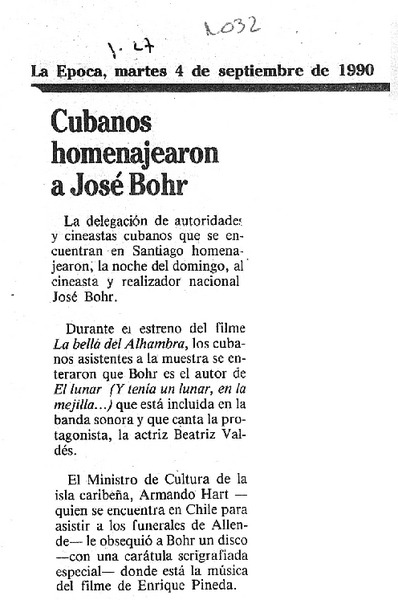 Cubanos homenajearon a José Bohr.