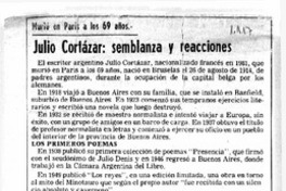Julio Cortázar: semblanza y reacciones.