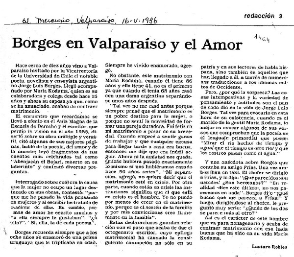 Borges en Valparaíso y el amor