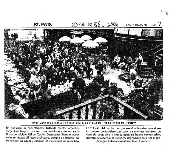 Escritores recordaron a Borges en la plaza del mulato Gil de Castro.