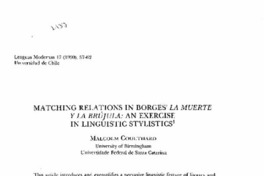 Matching relations in Borges' la muerte y la brújula: an exercise in linguistic stylistics