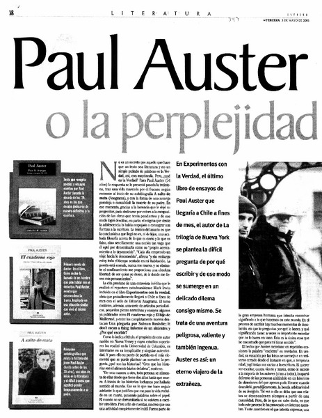 Paul Auster o la perplejidad de escribir