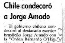 Chile condecoró a Jorge Amado.