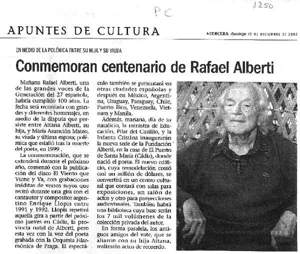 Conmemoran centenario de Rafael Alberti.