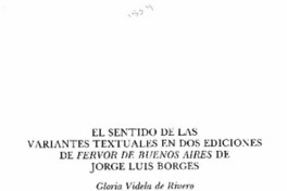 El Sentido de las variantes textuales en dos ediciones de Fervor de Buenos Aires de Jorge Luis Borges