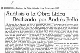 Análisis de la obra lírica realizada por Andrés Bello.