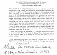 La Poésie d'Andrés Bello.