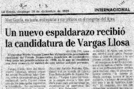 Un nuevo espaldarazo recibió la candidatura de Vargas Llosa.