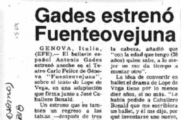 Gades estrenó Fuenteovejuna.