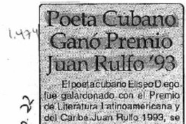Poeta cubano ganó Premio Juan Rulfo '93.