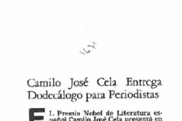 Camilo José Cela entrega dodecálogo para periodistas.