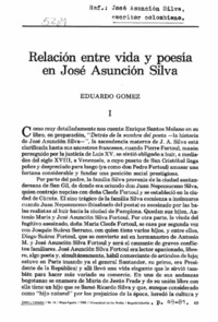 Relación entre la vida y la poesía en José Asunción Silva